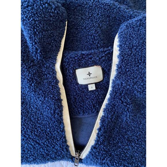Tuckernuck Shearling Sherpa Navy Blue Rhodes Quarter Zip Pullover Sweater S - Picture 5 of 6